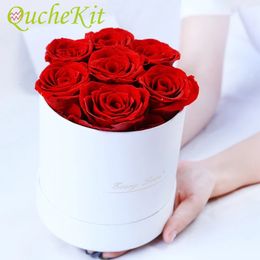 Caja de regalo de cubo de abrazo redondo con flor de rosa preservada, boda eterna inmortal, Día de San Valentín para novia, mamá, esposa 240228