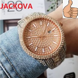 President Day Date Diamonds Ring Fashion Mens Watch 42mm TOP Fashion Luxury Man Full Stainless Steel Automatique Hommes Montres Vente en gros et au détail