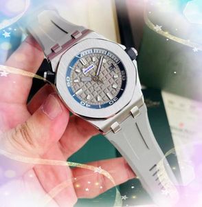 Président Men Quartz Chronograph Clock Watch Date Heure Calendrier rétro Retro Quality Big Dial Face Grey Black Rubber Band Wristwatch Montre de Luxe Cadeaux