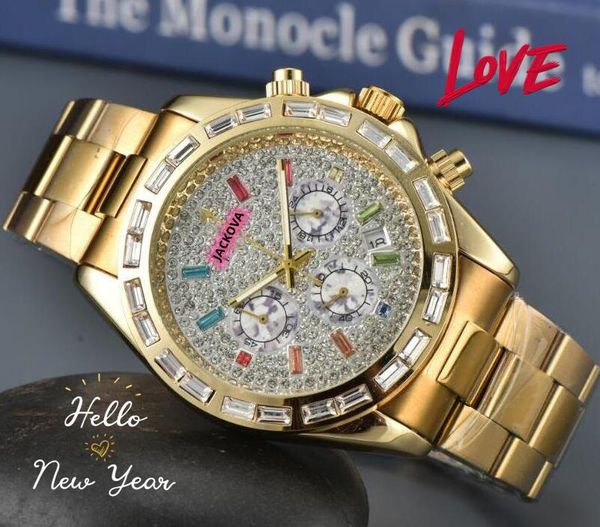 Montres à date automatique pour hommes President Mouvement à quartz Horloge masculine Bague en diamants en acier inoxydable Cadran étoilé brillant Montre-bracelet d'affaires et décontractée Cadeaux