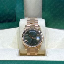 Presidente Reloj para hombre 40 mm Oro rosa Movimiento mecánico automático Acero inoxidable Múltiples colores Diseñador de alta calidad Relojes de moda Caja original
