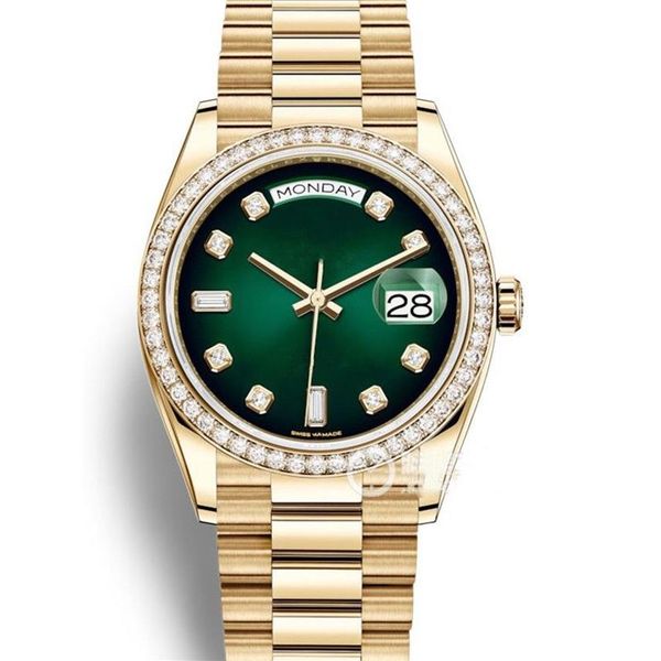 Día Presidencial citas oro verde literal moda hombres reloj señoras chicas fiesta acero inoxidable automático monument2194