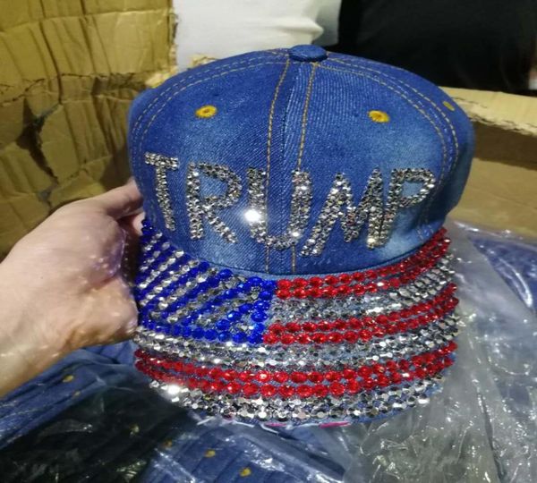 Élection présidentielle Promotionnel Bling Bling Trump Hat Studden Crystal Stone Glitter Baseball Cap pour Donald Trump3407883