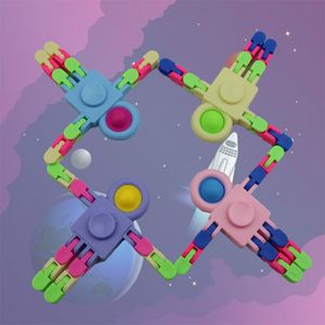 Druk op Bubble Robot Fidget Toys Tracks Spinner Intelligentie Rotatie Astronaut Chain Diy Chain Interactive Toy Children's Decompression Party Gifts