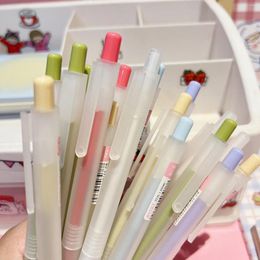 Presse stylos Gel stylo à encre givrée 0.5mm Kawaii école papeterie 2023 fournitures bureau écriture aléatoire couleur W7W9