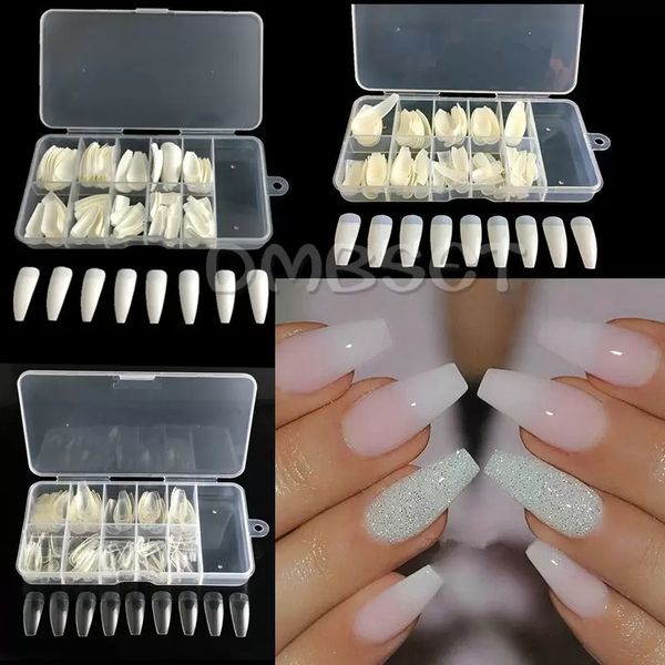 Presse sur les ongles de luxe en gros faux ongles 100 pièces en boîte long bâton complet ballet français photothérapie ongles patch boîte artificielle couleur envoi au hasard