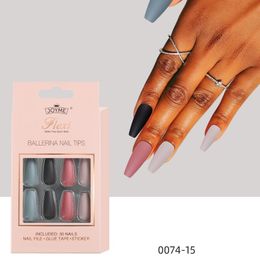 Druk op nagel nieuwe mode Franse valse nagels middelste lengte ballet nagel trapezoid afgewerkte verbetering patch 30 -delige matching kit hot ontwerp populair