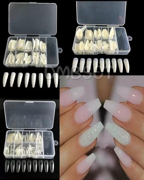 Appuyez sur les ongles de luxe entier faux ongles 100 pièces en boîte long bâton complet ballet français pothérapie ongles patch boîte artificielle col8171254