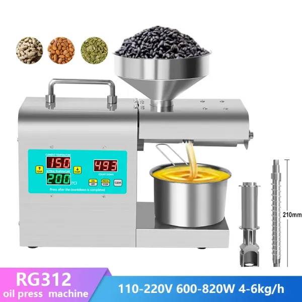 Presseurs Huile Huile Press Contrôle de température numérique Strong Power Extraction Haute Extraction Sesame Flax Seed Arachut Cold Press Machine à huile