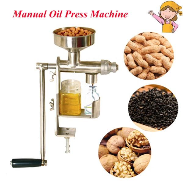 Pressers Manual Extractor de aceite Máquina Presiona Máquina de girasol Semillas de aceite Tuercas de maní Máquina de extracción