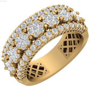 Bague en or jaune à réglage de pression pour hommes, bague en diamant rond naturel, Style choix du rappeur, prix de gros en usine