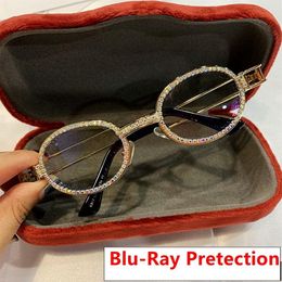 Pretection rétro lunettes de soleil rondes femmes Vintage Steampunk lunettes de soleil hommes lentille claire strass lunettes de soleil Oculos248w