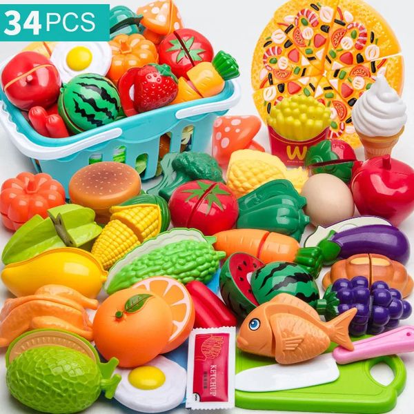 Faire semblant de jouer ensemble en plastique alimentaire jouet bricolage gâteau jouet coupe fruits légumes nourriture semblant jouer jouets pour enfants cadeau éducatif 240104