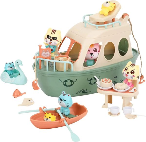 Play Play Toy Set Plastic Cat Scene Figuras Playing House Props para niños DIY DIY Toyrens Toys 240407