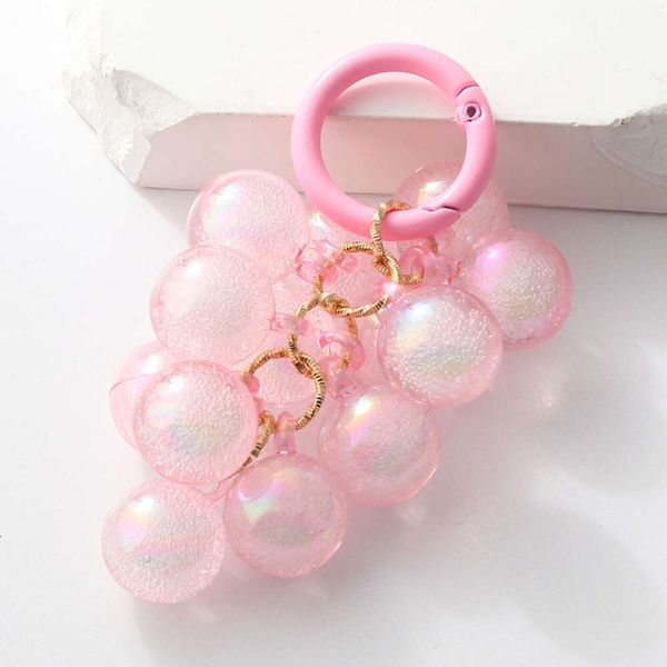 Jolie clés en acrylique Blue Pink Plem de raisins petites Ball Key Rings For Women Men Friendship Gift Handmade Bijoux