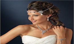 Jolie mariée front bande colliers ton argent cristal accessoires de cheveux de mariage pièces de tête pour les fillesLadies5959036
