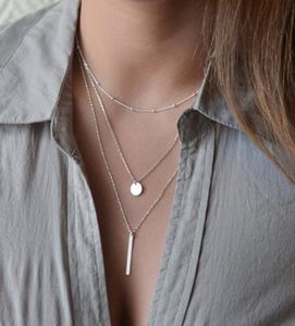 Joli Collier ras du cou colliers Boho perles chaîne de diamant colliers multicouches pour femmes hommes barre en couches gland métal chaîne en or N9946844