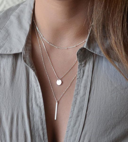 Joli Collier ras du cou colliers Boho perles chaîne de diamant colliers multicouches pour femmes hommes barre en couches gland métal chaîne en or N9946844