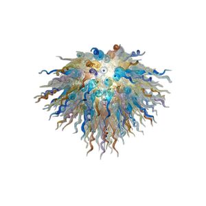 Joli lustre d'art en verre soufflé coloré, ampoule LED de décoration de maison, lustre suspendu élégant en cristal moderne de l'artiste