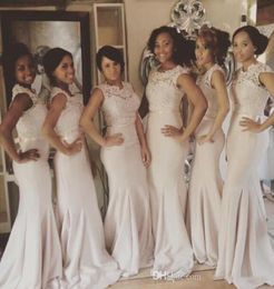 Mooie Mode Kanten Bruidsmeisjes Jurken Zuid-Afrika Mouwloos Ruches Schede Formele Avond Galajurken 2017 Bruidsmeisje Jurk Cu6014812