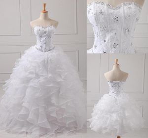 Mooi meisje lief 16 sexy ball jurk lange meisjes quinceanera jurken pageant prom feestjurken witte pailletten kralen vat back swee6845399