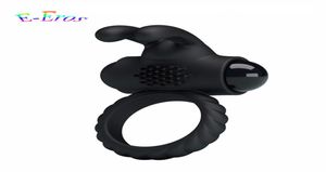 Pretty Love Men039s Siliconen Vibrerende Cockring Tijd blijvende Penis Ring Rabbit Vibrator Voor Koppels Clitoris Stimulatie Sex T4905594