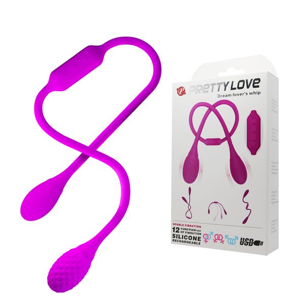 Pretty Love USB wiederaufladbare 12 Geschwindigkeiten Doppelkopf-Vibratoren, Erotik-Sexspielzeug für Erwachsene für Frauen und Männer, Klitoris-Massage Y19061202