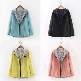 Pretty Merry Autumn Women Jacket Pocket Pocket Zipper con capucha de dos laterales