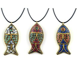 Collares bonitos de moda Evade Fish Ettnic Collarestones Vintage Vintage Jewelyrymandmade Sanwoods Vintage Bodhi Pendants NE3811222