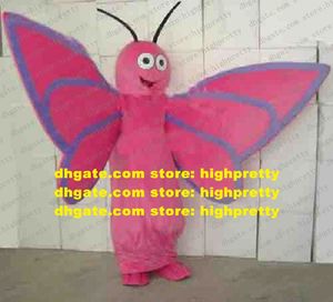 Pretty Pink Butterfly Mascot Costume Mascotte Insect Moth Scalewing Adulto con tentáculos largos negros Cara feliz No.779 Envío gratis