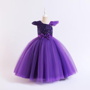 Pretty Purple Green Wine Girl Birthday/Party Dresses Vestidos de la niña de las niñas Vestidos de niñas Flores Faldas de todos los días Wear Sz 2-10 D408288