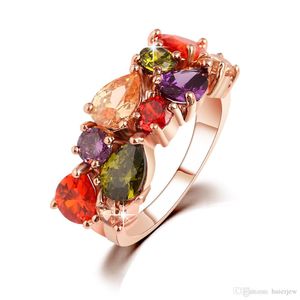 Ring Beautifully Diamond Engagement Cubic Zirconia Ring luxury Wholesale Jewellery Wedding Ring Set 18K Rose Gold Gemstone Rings