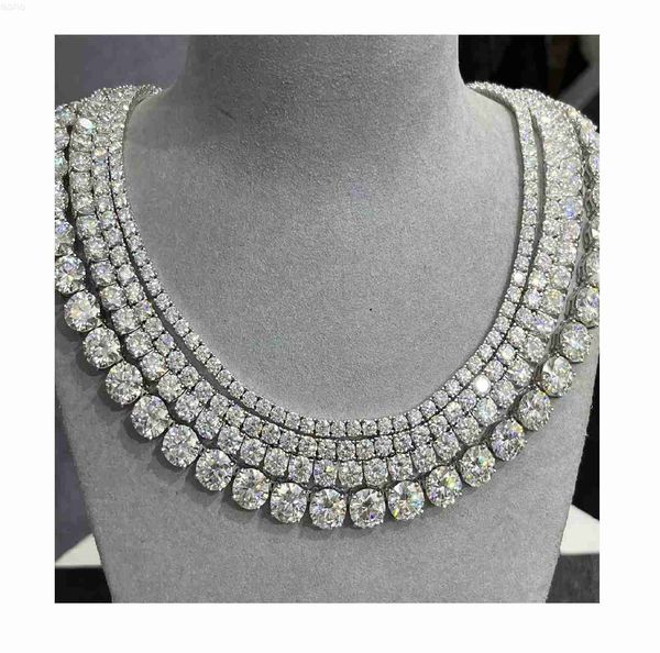 Jolie Vente Vvs Moissanite Diamant Chaîne De Tennis Collier 925 Bijoux En Argent Couleur Tennis Chaîne