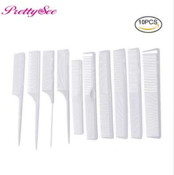 Pretty See Professional 10pcs White Hair Combs Kit Salon Peluquería Peine Cepillos Antiestático Hairbrush Hair Styling Tool Set