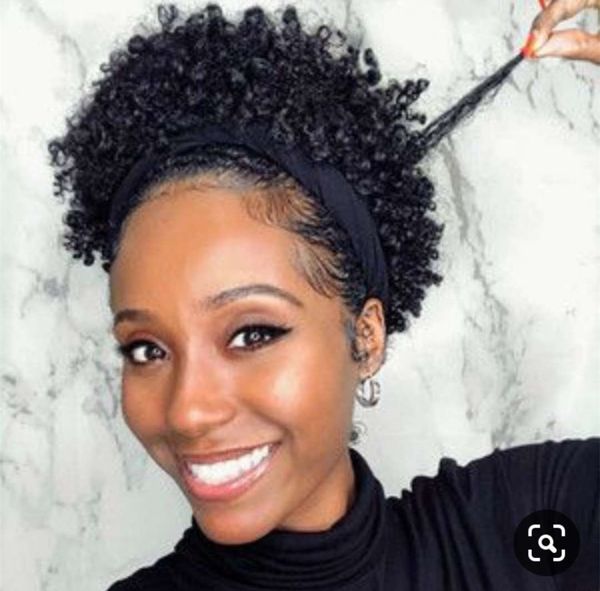 Clip de extensión de cabello de cola de caballo rizado rizado bastante corto afro bollo en cabello remy afro cordón cola de caballo postizo para mujeres negras