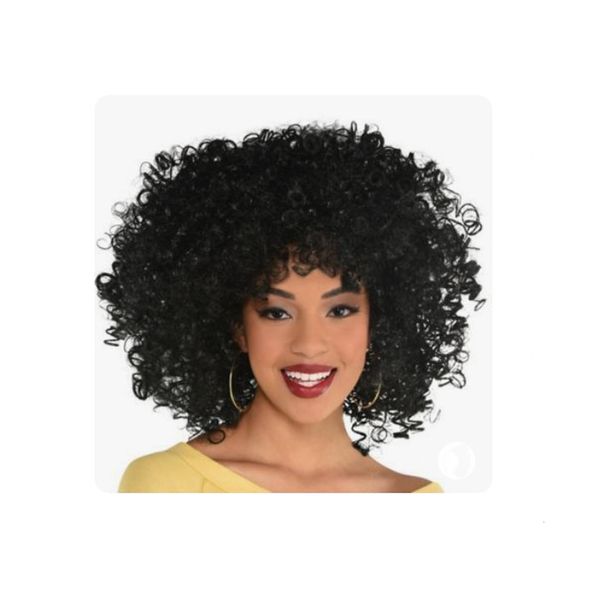 Mujeres bonitas del estilo Cabello indio bob corto rizado peluca negra rizada Simulación Cabello humano afro peluca rizada corta con explosión