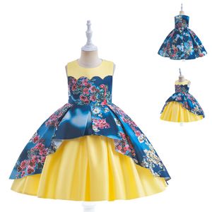 Bonito amarillo/azul joya Vestidos de fiesta/cumpleaños de niña Vestidos de desfile para niña Vestidos de niña de flores Faldas de todos los días para niñas Ropa para niños Talla 2-10 D327230