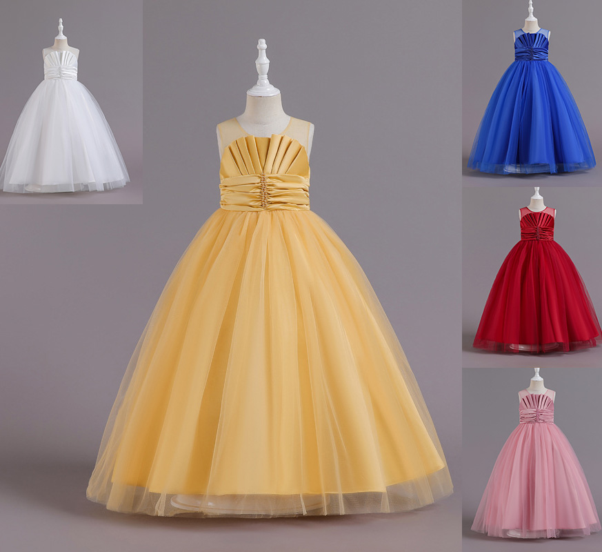 Ładnie żółty niebieski różowo-czerwony biały biały klejnotnia sukienki/imprezy sukienki dziewczyny