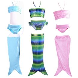 PrettyBaby 2016 Girls Kids Little Mermaid Tail Bikini Conjunto de trajes de baño nadables trajes de baño 3pcs set swimwear 4 colores