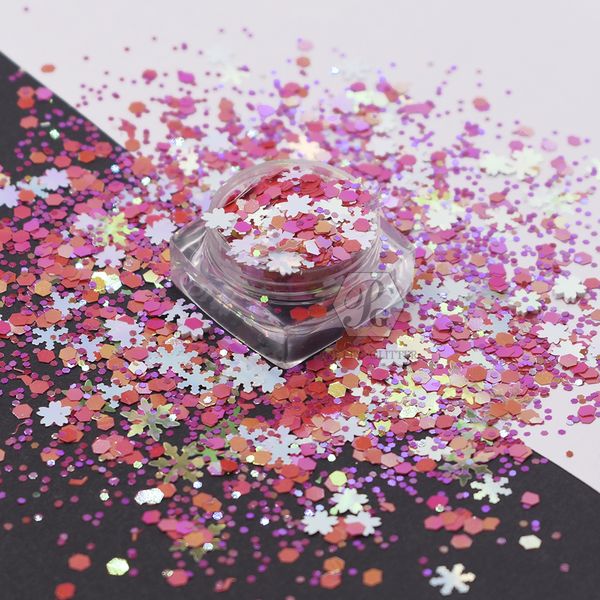 PrettyG 200g Noël Forme Mélange Nail Glitter Pour Noël Art Décoration Nail Design Gel Corps Peinture Maquillage DIY Décoration.