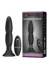 Vibrador anal de silicona de rotación de Prettylove con base de succión Butt Butt Butt Butt Control Remote Sex Productos para adultos Q42016123552