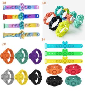 Bracelets de bulle à poussée répandue toys anneau sensoriel macaron tie dye décompression keychain puzzle presser le bracelet de contrainte doigt bracelet pour les enfants dons 4323653