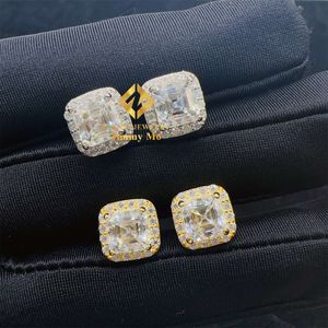 Prijs Hip Hop Iced Out Stijl Sieraden 925 Zilveren Vvs1 Asscher Moissanite Diamant Schroef Terug Stud Oorbellen Man Gift