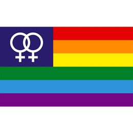 Pride Flag 3x5 FT LGBT Rainbow Dubbele Venus Banner 90x150cm Festival Party Gift 100D Polyester Indoor Outdoor Gedrukt Vlaggen en Banners