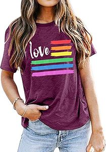 Pride t-shirt vrouwen grappige liefdesbrief print t shirt regenboog grafische tees lgbt gelijkheid shirts casual korte mouw tops grappige love rainbow grafische tees pride t-shirt