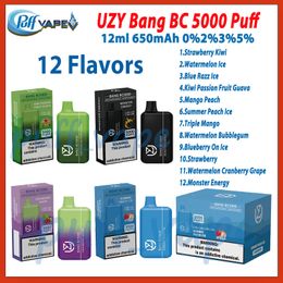 Primaire Uzy Bang BC 5000 Puff E Cigarette 650mAH RECHARGable Bettery vs Elf Box 5K 12ML POD PRÉFILET 12 FLAVORS Kit de stylo de vape jetable