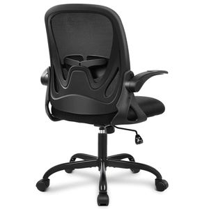 Primy Office Bureau ergonomique avec support lombaire et hauteur réglables, chaise d'ordinateur pivotante en maille respirante avec accoudoirs rabattables pour salle de conférence (noir)