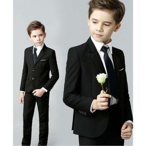 Prince Kids Birhtday Foto School Graduation Performance Kostuum Kinderen Formele Black Suit Flower Boys Wedding Jurk