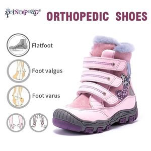 Princepard 100% fourrure naturelle chaussures orthopédiques en cuir véritable pour garçons filles 22-36 taille nouvelles bottes orthopédiques d'hiver pour enfants 201130
