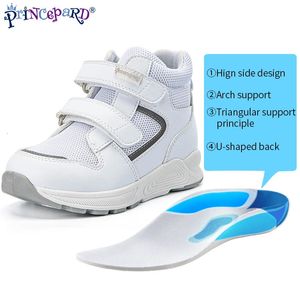 Princtepard Kinderen Orthopedische schoen Autumn Outdoor Wit Lederen Sport Sneaker met Arch Support voor Flatfoot Tiptoe Walking 240430